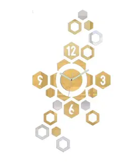 Nalepovací hodiny ModernClock 3D nalepovací hodiny Hexagon zlato-zrcadlové