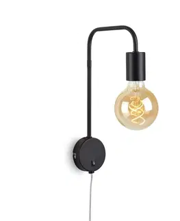 Industriální nástěnná svítidla BRILONER Noční lampička 35,5 cm 1x E27 10W černá BRI 2086-015