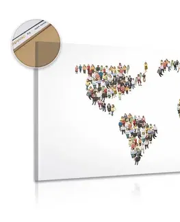 Obrazy na korku Obraz na korku mapa světa složená z lidí
