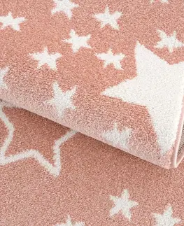 Dětské koberce Růžový koberec do dětského pokoje STARS