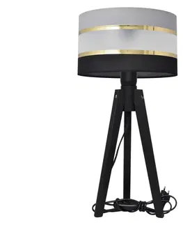 Lampy  Stolní lampa HELEN 1xE27/60W/230V šedá/černá/zlatá/borovice 