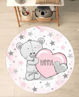 Hrací podložky Dětská hrací podložka - Růžový medvídek s hvězdami