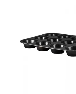 Pečicí formy BERLINGER HAUS - Forma na muffiny s nepřilnavým povrchem 12 ks Black Silver BH-1436