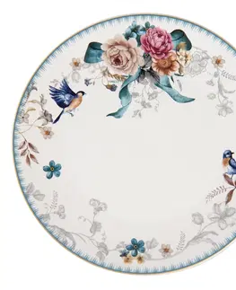 Talíře Jídelní talíř s motivem květin a ptáčka Pivoine - Ø 26*2 cm Clayre & Eef PIRFP