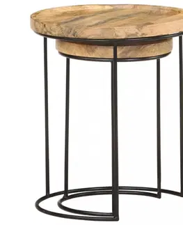 Konferenční stolky Odkládací stolek 2 ks dřevo / kov Dekorhome Akácie