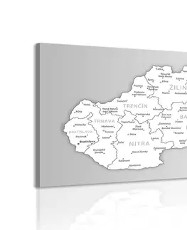 Obrazy mapy Obraz čiernobiela mapa Slovenska