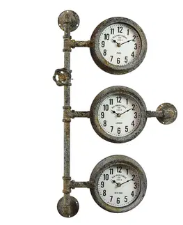 Hodiny Industriální nástěnné hodiny s patinou - 69*41*16 cm Clayre & Eef JJKL00001