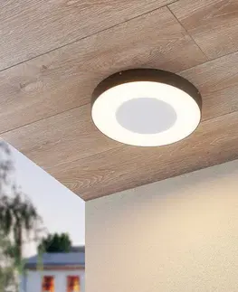 Venkovní stropní osvětlení Lucande LED venkovní stropní svítidlo Sora, kulaté, snímač