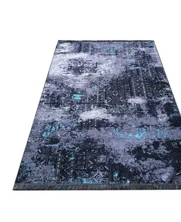 Moderní koberce Vícebarevný koberec se stříbrno-modrým motivem