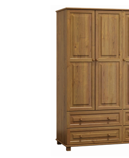 Šatní skříně Skříň 3D BHAGIRA 3, šíře 120 cm, masiv borovice, moření: dub