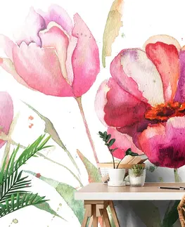 Tapety s imitací maleb Tapeta tulipány v zajímavém provedení
