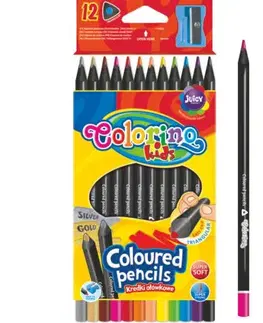 Hračky PATIO - Colorino pastelky z černého dřeva 12 barev