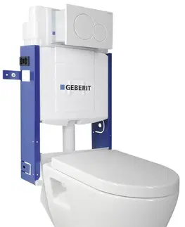 Záchody SAPHO Závěsné WC Nera s podomítkovou nádržkou a tlačítkem Geberit, bílá WC-SADA-17