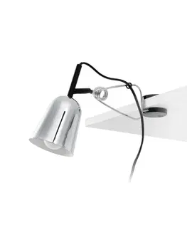 Stolní lampy s klipem FARO STUDIO chrom a bílá stolní lampa s klipem