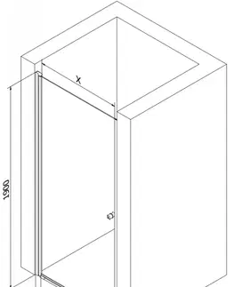 Sprchové kouty MEXEN PRETORIA křídlové dveře 90x190 cm 6mm, černé, transparent se stěnovým profilem 852-090-000-70-00