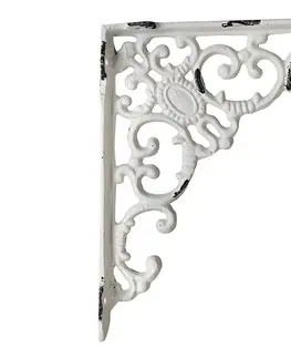 Regály a poličky Krémová litinová konzole s ornamentem - 20*19 cm Chic Antique 60097219 (60972-19)