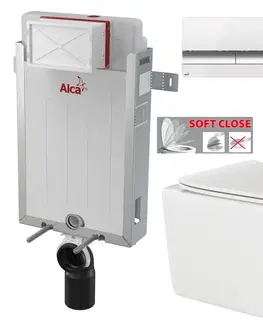 WC sedátka ALCADRAIN Renovmodul předstěnový instalační systém s bílým/ chrom tlačítkem M1720-1 + WC INVENA PAROS  + SEDÁTKO AM115/1000 M1720-1 RO1
