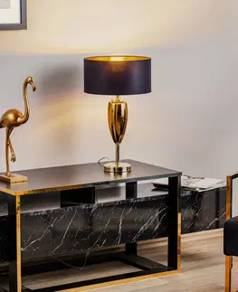Stolní lampy Ailati Zobrazit Ogiva - černo-zlatá textilní stolní lampa