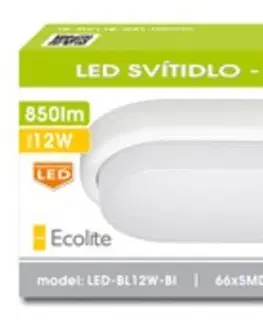 LED venkovní nástěnná svítidla Ecolite SMD ovál, 12W, 4000K, IP54, 940Lm, bílý LED-BL12W-BI