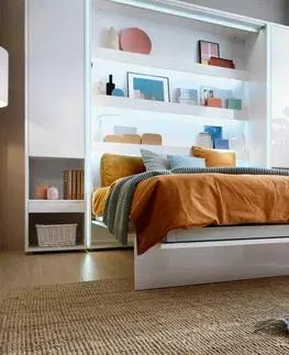 bez úložného prostoru Vysoká sklápěcí postel ve skříni MONTERASSO, 120x200, bílá mat