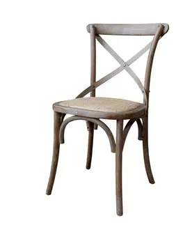 Jídelní stoly Přírodní dřevěná židle s ratanovým výpletem Old French chair - 45*40*88 cm  Chic Antique 41067800