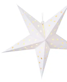 Vánoční dekorace Závěsná svíticí vánoční hvězda bílá 60 cm, LED, s časovačem