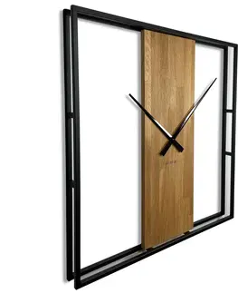 Nástěnné hodiny Designové nástěnné hodiny v kombinaci dřeva a kovu 80 cm