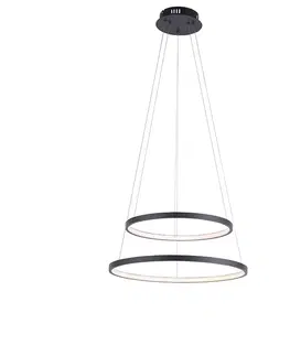 Zavesna svitidla Moderní prstenová závěsná lampa antracitová včetně LED stmívatelná - Anella Duo