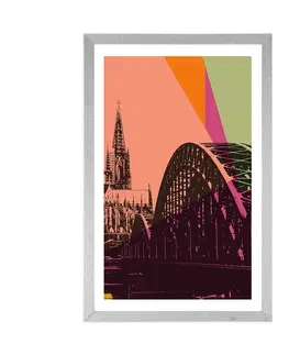 Pop art Plakát s paspartou digitální ilustrace města Kolín