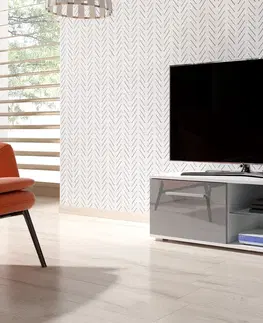 Televizní stolky Televizní stolek MOON 100 cm bílý/šedý lesk