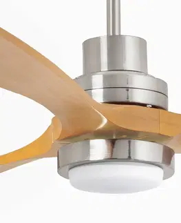 Stropní ventilátory se světlem FARO BARCELONA Stropní ventilátor Lantau L LED nikl/borové světlé