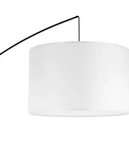 Obloukové lampy Euluna Stojací lampa Moby White s textilním stínidlem