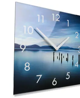 Nástěnné hodiny Dekorační skleněné hodiny 30 cm s motivem moře
