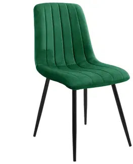 Židle Ak furniture Prošívaná čalouněná sametová židle Demia zelená