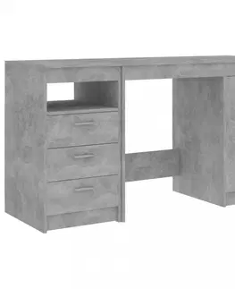 Pracovní stoly Psací stůl se zásuvkami a skříňkou 140x50 cm Dekorhome Beton