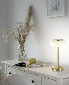 Chytré osvětlení PAUL NEUHAUS Q ETIENNE stolní lampa, Smart Home, mosaz, stmívatelná, kruhová ZigBee 2700-5000K