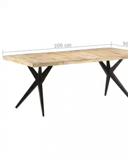Jídelní stoly Jídelní stůl masivní dřevo / ocel Dekorhome 200x90x76 cm