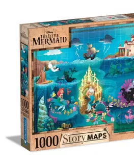 Hračky puzzle CLEMENTONI - Puzzle 1000 dílků Disney Mapa - Malá mořská víla