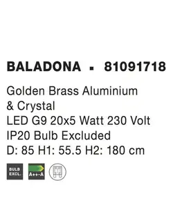 Designová závěsná svítidla NOVA LUCE závěsné svítidlo BALADONA zlatá mosaz hliník a křišťál G9 20x3.5W IP20 bez žárovky 81091718