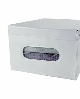 Úložné boxy Compactor Skládací úložná krabice s víkem SMART, 50 x 42 x 28 cm, bílá
