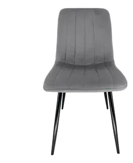 Židle Ak furniture Prošívaná čalouněná sametová židle Demia šedá