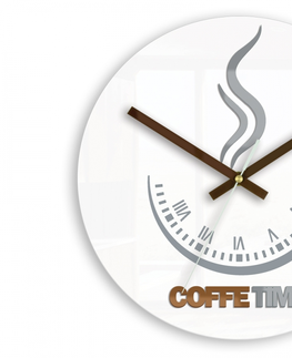 Hodiny ModernClock Nástěnné hodiny Coffe Time bílé