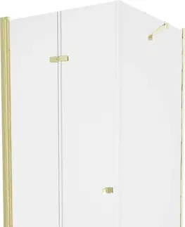 Sifony k pračkám MEXEN/S Lima sprchový kout zalamovací dveře 80 x 80, transparent, zlatý + Flat černá vanička se sifonem 856-080-080-50-00-4070G