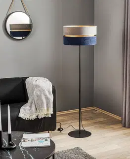 Stojací lampy Duolla Stojací lampa Duo, modrá/šedá/zlatá, výška 145cm