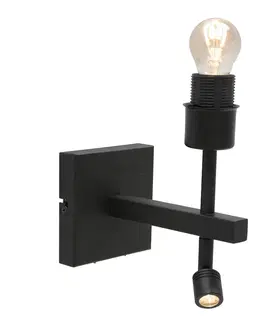 Nástěnná svítidla Steinhauer Nástěnné svítidlo Stang, LED světlo na čtení, černé/přírodní proutí