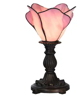Stolní lampy Clayre&Eef Stolní lampa 5LL-6099 v růžové barvě, styl Tiffany