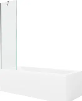 Vany MEXEN/S Cubik obdélníková vana 150 x 70 cm s panelem + vanová zástěna 50 cm, transparent, chrom 550315070X9505000001