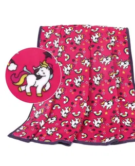 Dětské deky Bellatex Dětská deka Ella Jednorožec růžová, 100 x 155 cm