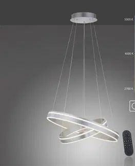 Chytré osvětlení PAUL NEUHAUS Q-VITO LED závěsné svítidlo v barvě oceli s nastavitelnou barvou světla a ovladačem Smart Home ZigBee 2700-5000K