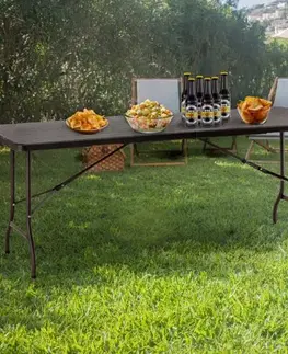 Zahradní stolky Garden Line Skládací cateringový stůl PEGGY 180 cm hnědý